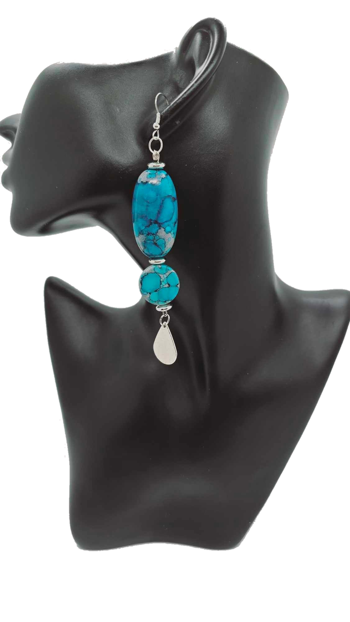 Turquoise patterned silver Earrings (Savage 1332)