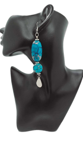 Turquoise patterned silver Earrings (Savage 1332)