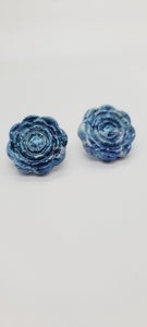 Length: 1 inch | Weight: 0.2 ounces  Distinctly You! These floral embossed post earrings are made with blue white swirl polymer clay. 