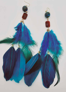 Turquoise and teal feather Earrings (BBW 1442)