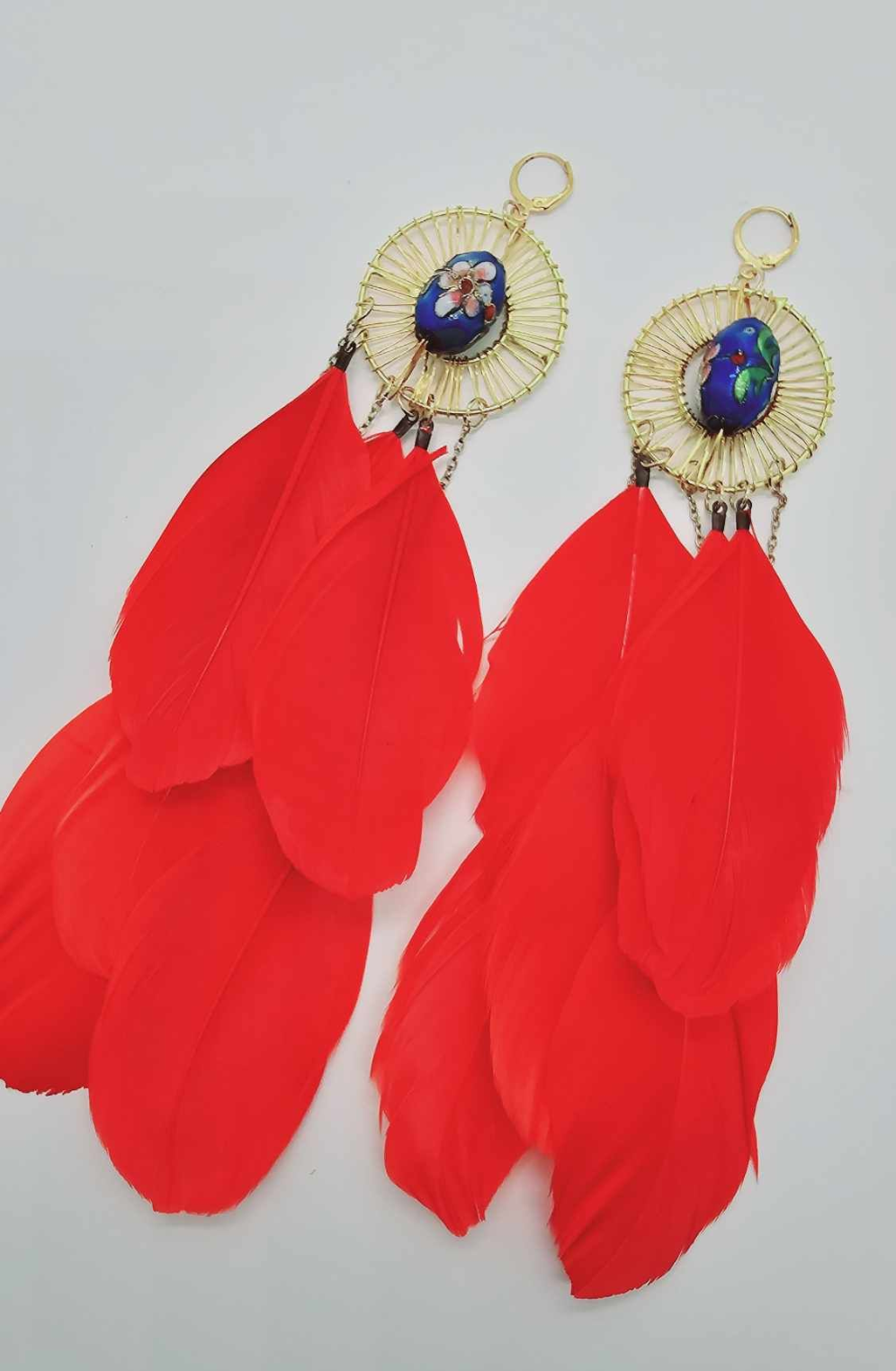 Red feather Earrings (BBW 1445)