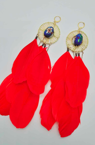 Red feather Earrings (BBW 1445)