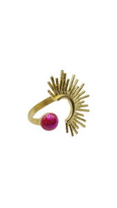 Brass sunburst pink Ring (Bracelet 1403)