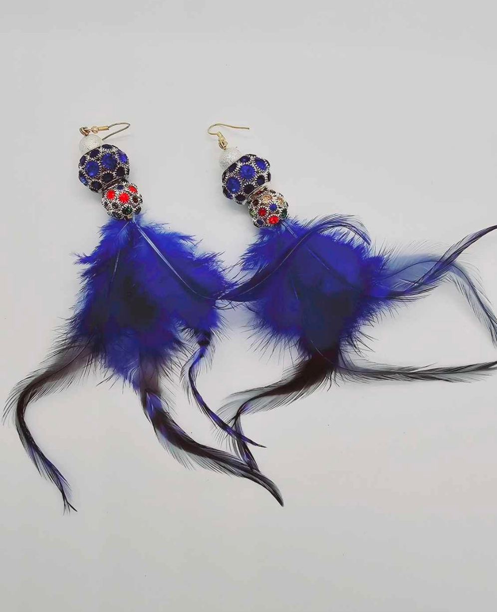 Blue pave feather Earrings (BBW 1441)