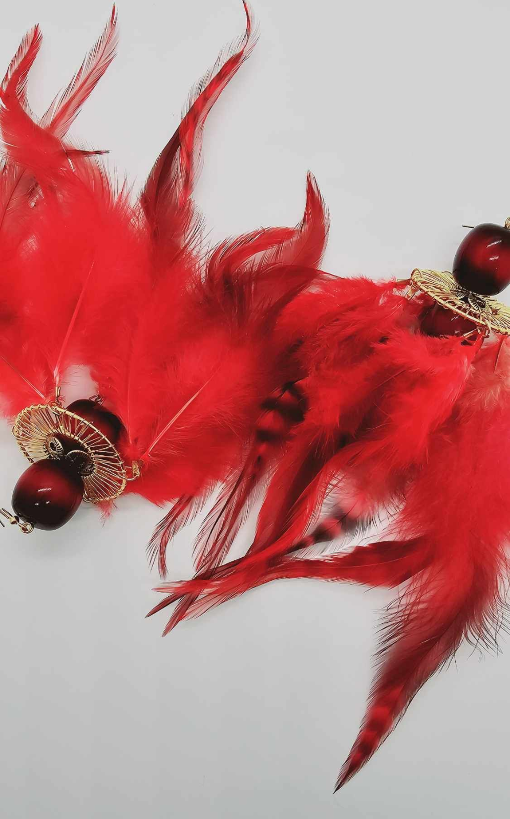 Red feather Earrings (BBW 1446)