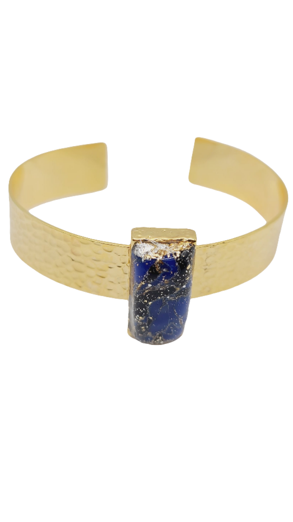 Gold hammered blue clay Bracelet (Bracelet 1512)