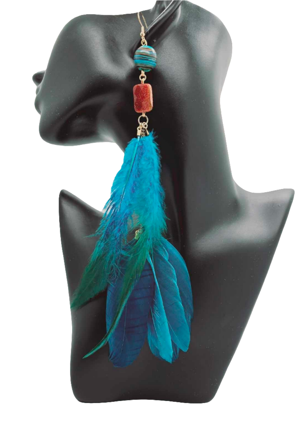 Turquoise and teal feather Earrings (BBW 1442)