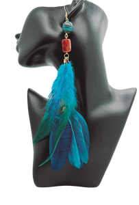 Turquoise and teal feather Earrings (BBW 1442)