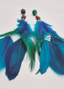 Turquoise and teal feather Earrings (BBW 1442)