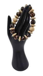 Craved Brown Bone and Ivory Bone Bracelet (Bracelet 1479)