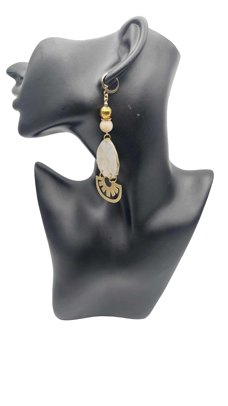 Grey and gold brass Earrings (Gold Rush 1506)