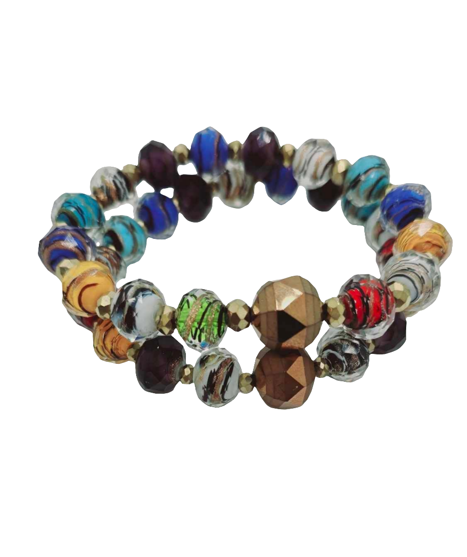 Multi colored glass Bracelet set (Bracelet 1336)