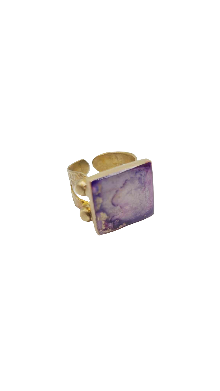 Raw brass and purple Ring (Bracelet 1415)