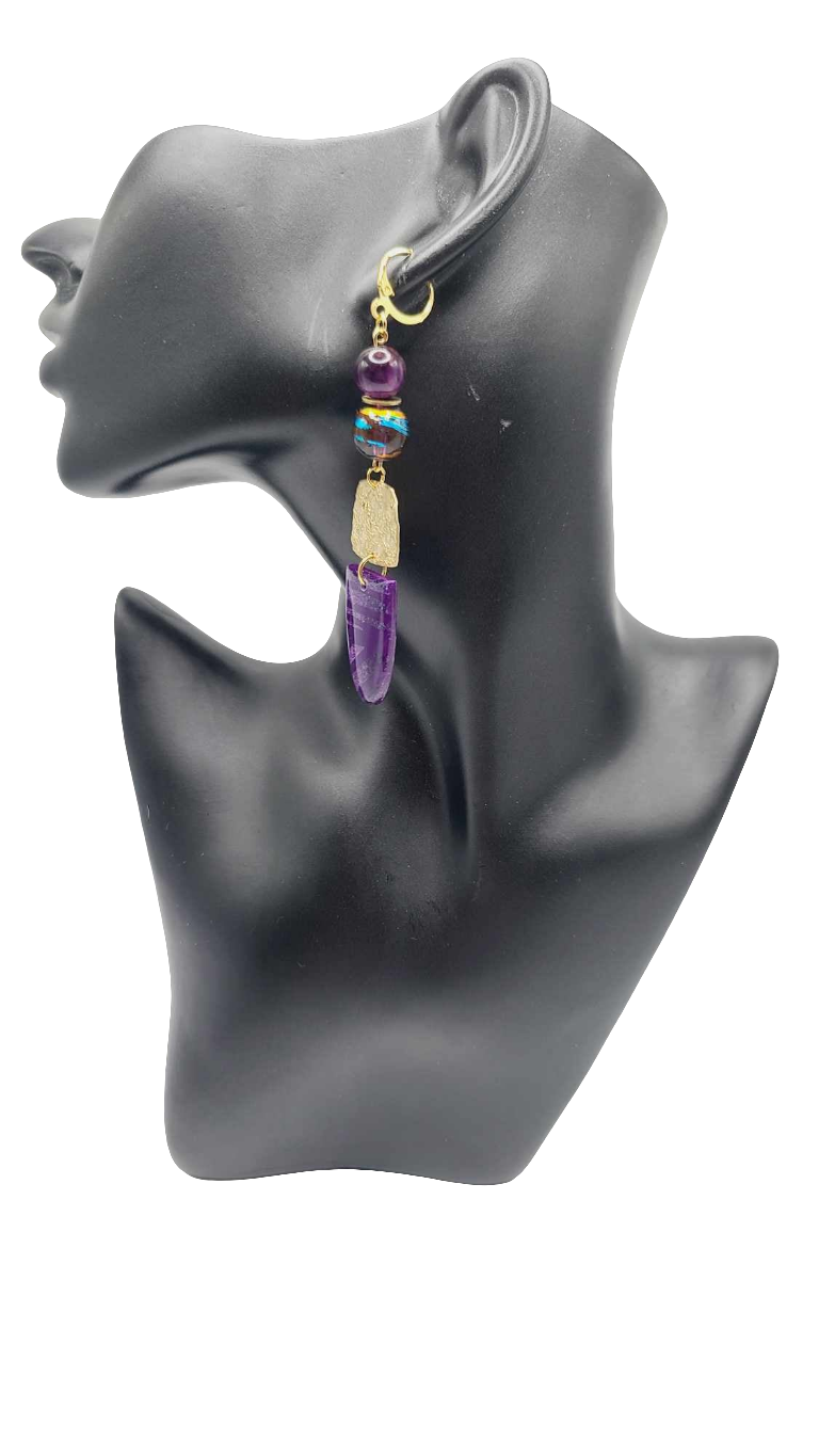 Purple clay Earrings (Mosaic 1383)