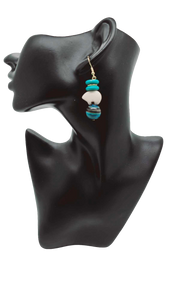 Teal green beaded Earrings (Short 1465)