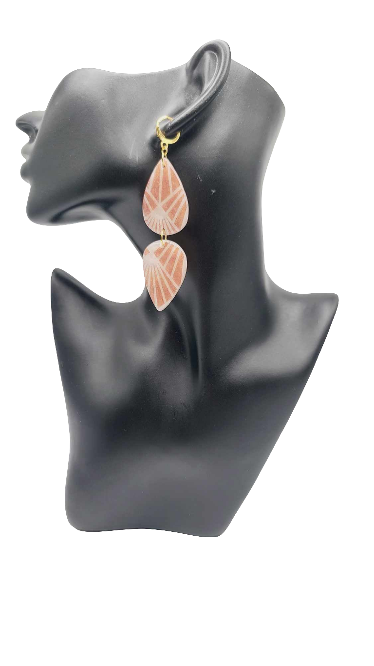 Pink clay Earrings (Gold Rush 1391)