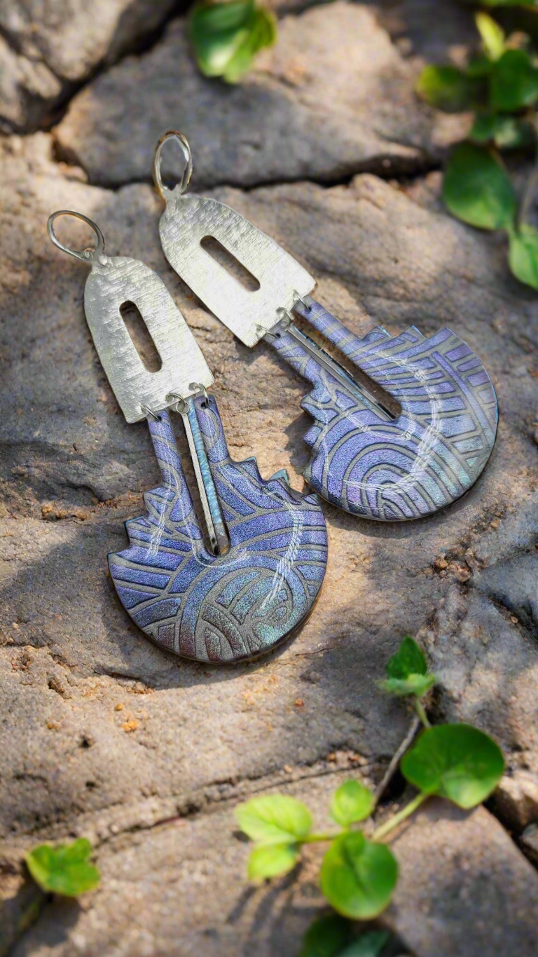 Lavender and silver clay Earrings (Savage 1400)