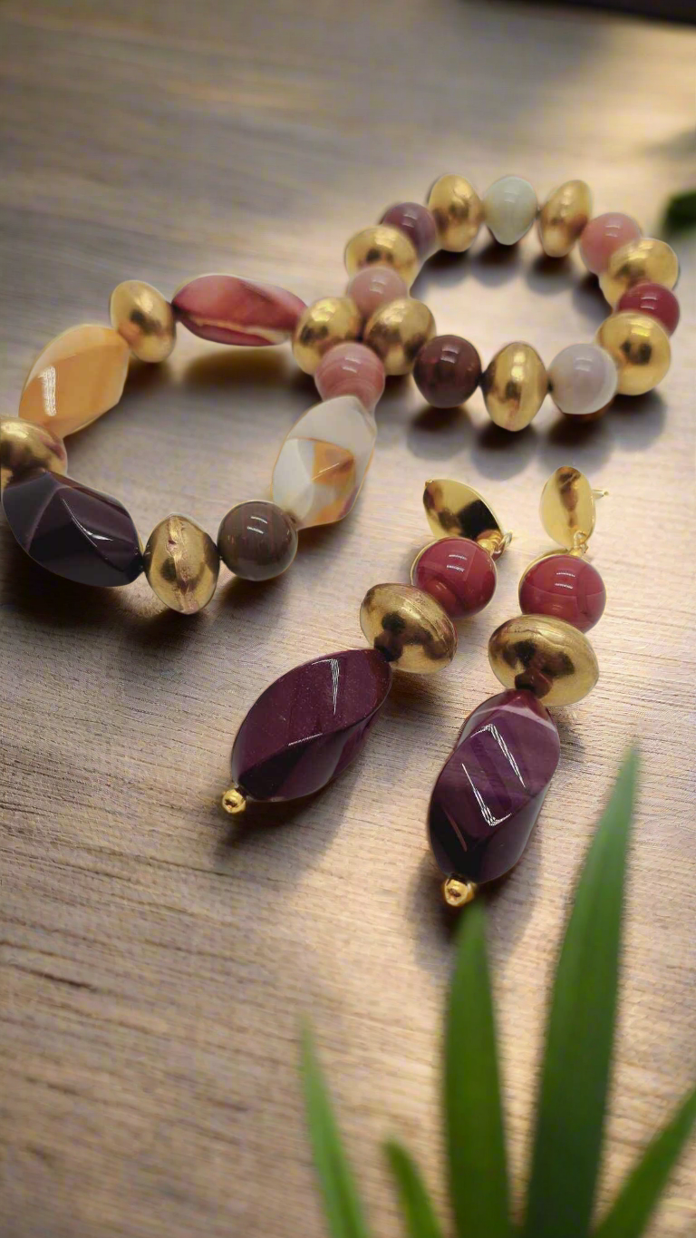 Jasper Bracelet and earrings set (Gold Rush 1312)