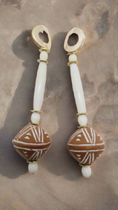 Tan and creme Earrings (Ethnix 1314)