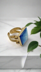 Raw brass and blue Ring (Bracelet 1416)