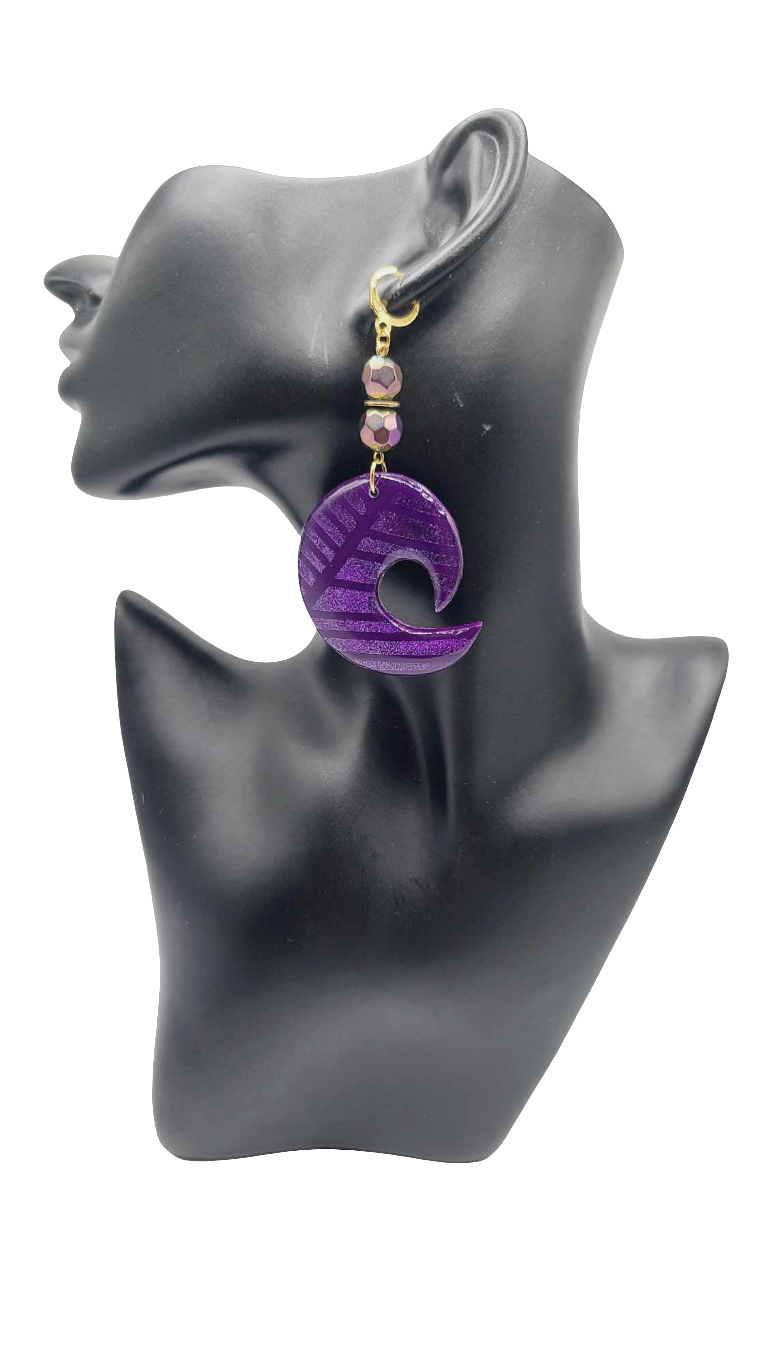 Purple clay Earrings (Mosaic 1387)