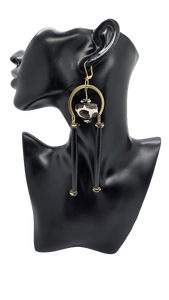 Black and white brass earrings (Ethnix 1590)