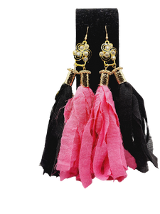 Pink and Black tassel earrings (BBW 1066)