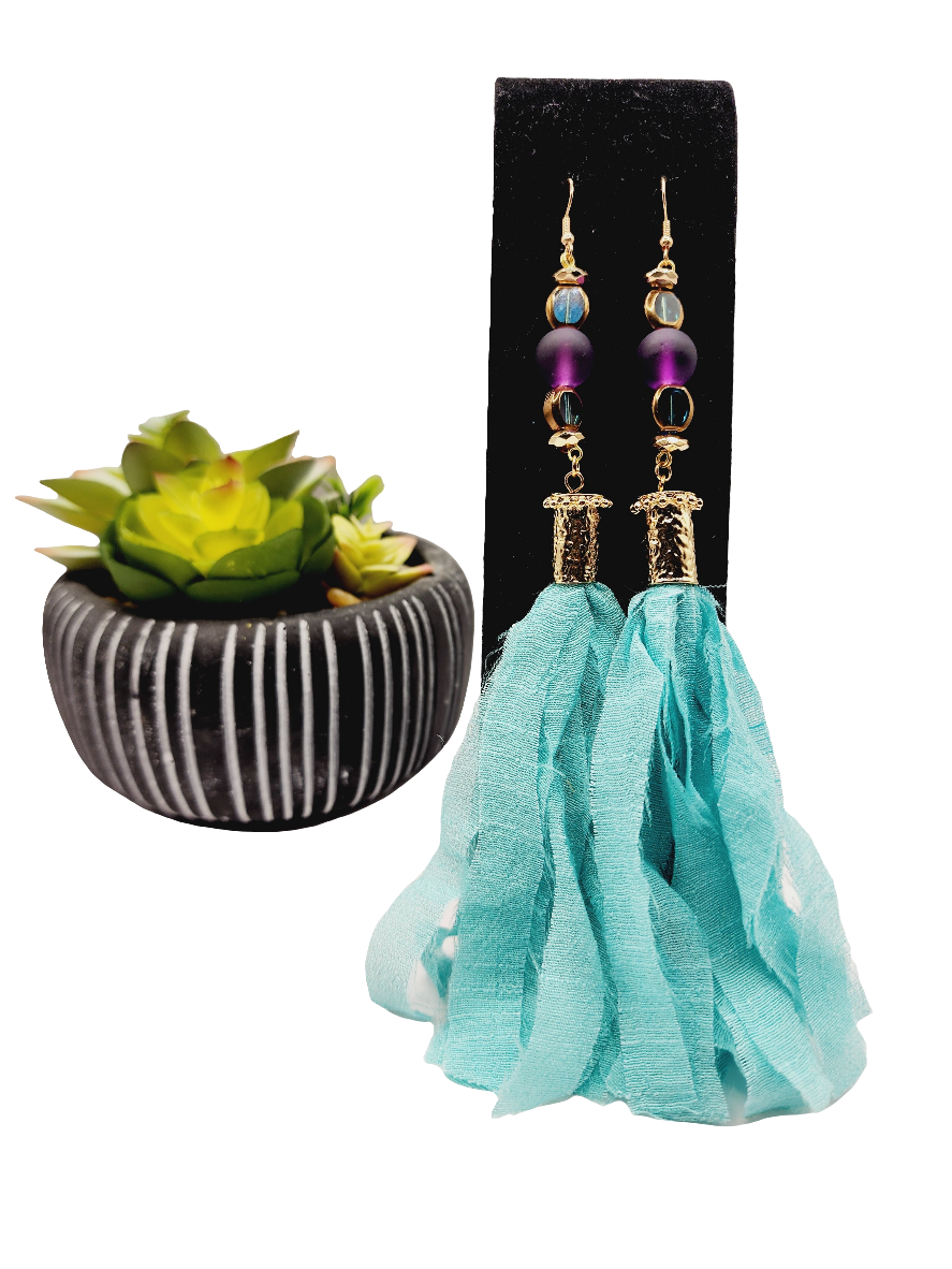 Turquoise tassel earrings (BBW 1061)