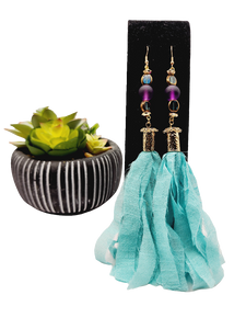 Turquoise tassel earrings (BBW 1061)