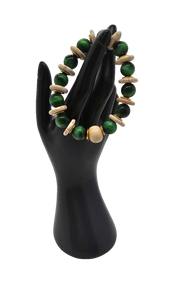 Green Tiger Eye and Ivory Bone Bracelet (Bracelet 1478)