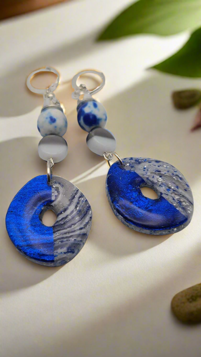 Blue and grey clay Earrings (Savage 1503)