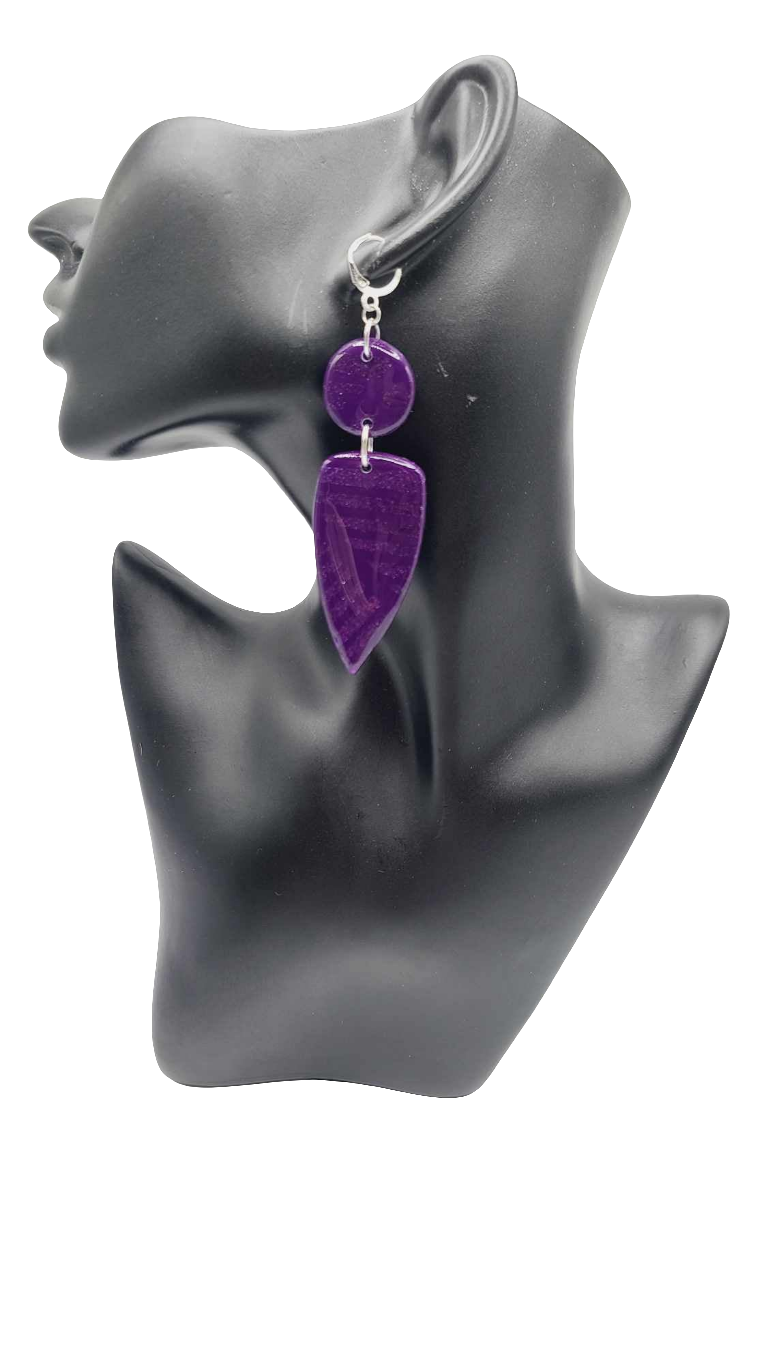 Purple clay Earrings (Mosaic 1388)