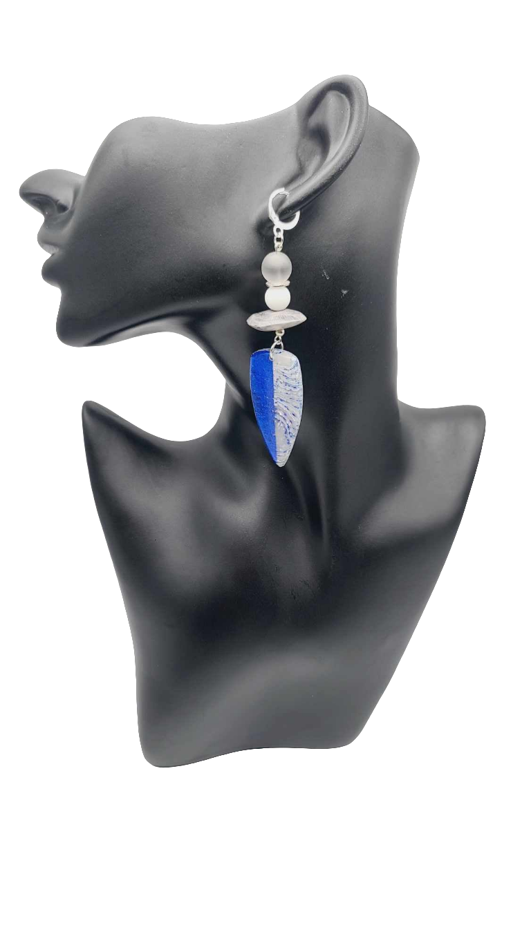 Blue and grey clay Earrings (Savage 1504)