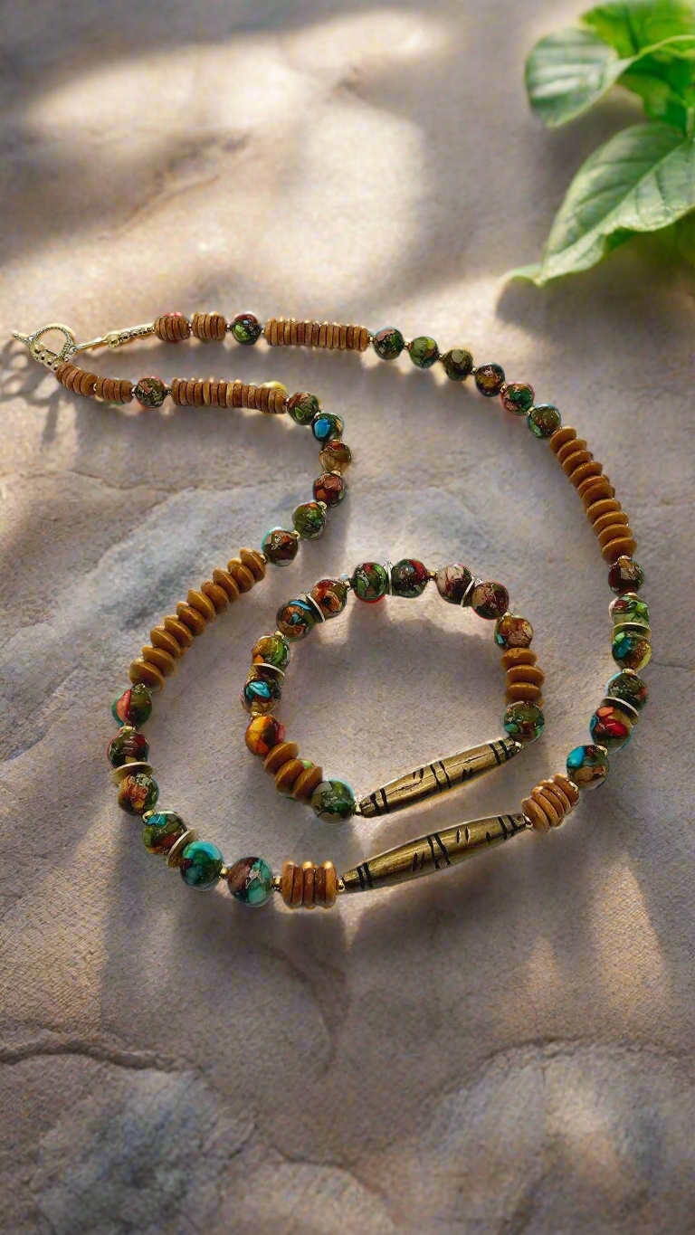 Green Red Imperial Jasper necklace set! (1254 Influencer)
