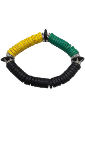 Batik Bone and Yellow, Black and Green Bone Spacers Bracelet (Bracelet 1491)