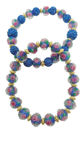 Blue and Pink glass Bracelet set (Bracelet 1335)