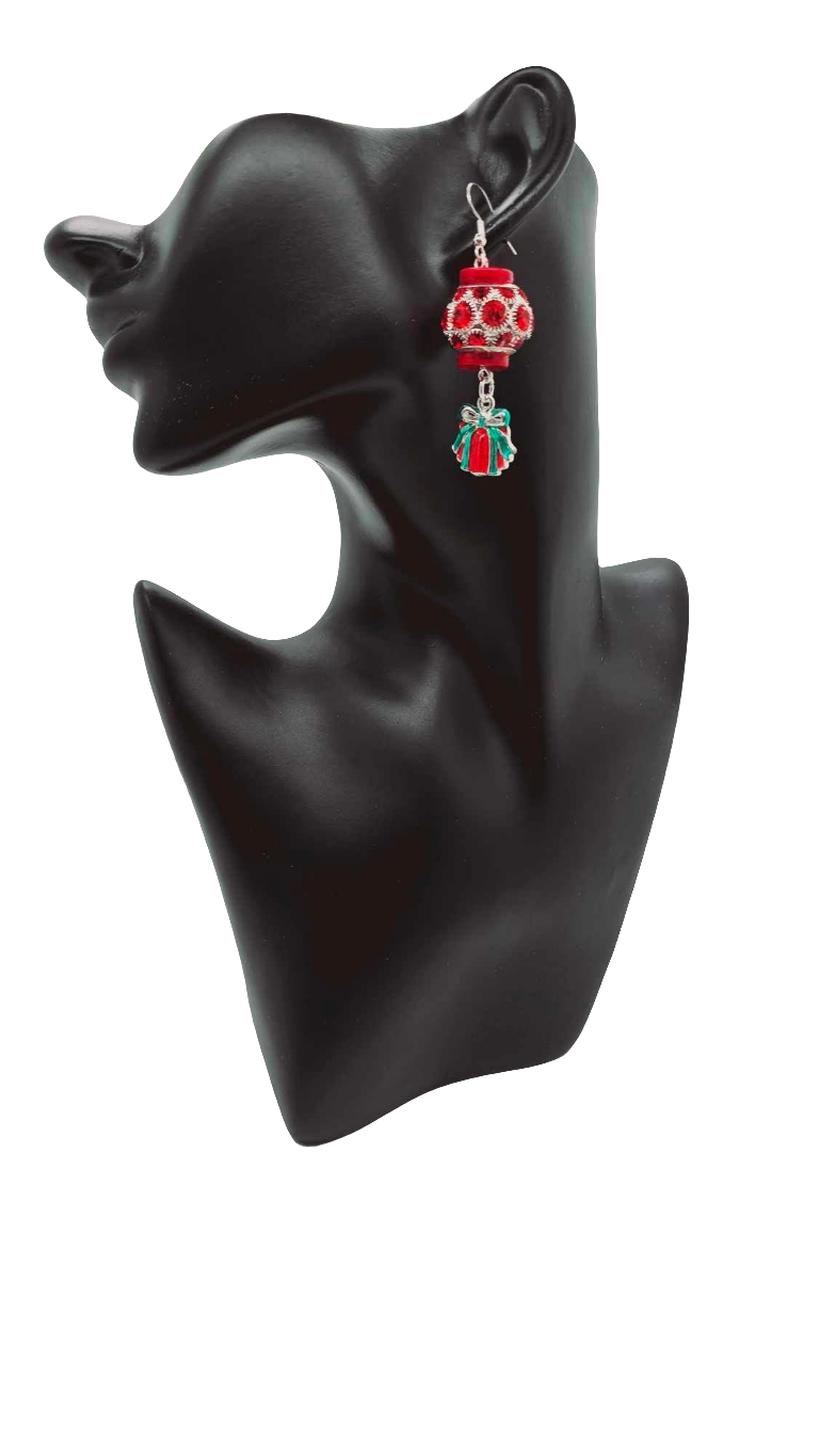 Red pave holiday Earrings (Short 1457)