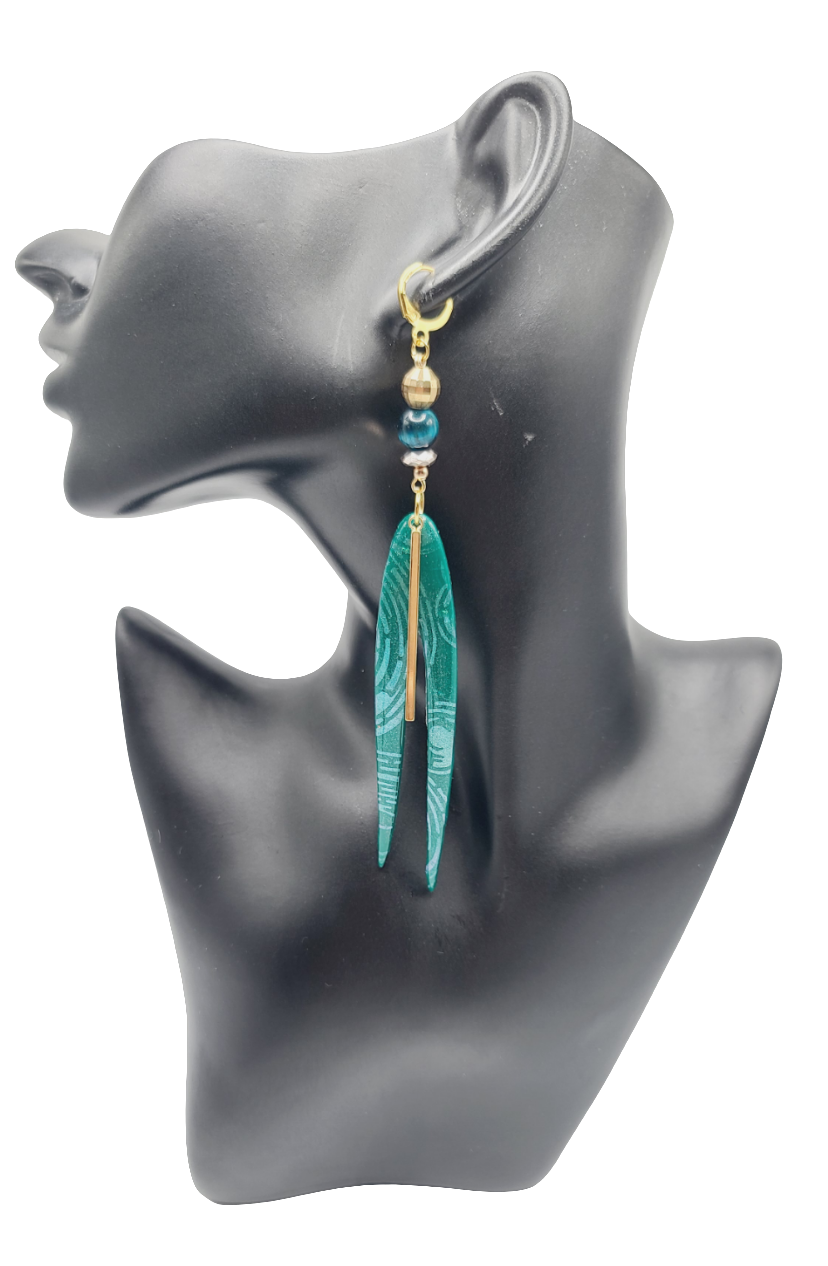 Teal green clay Earrings (Mosaic 1375)