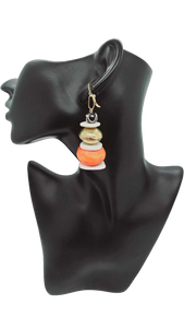 Orange batik bone Earrings (Ethnix 1328)