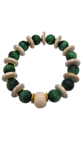 Green Tiger Eye and Ivory Bone Bracelet (Bracelet 1478)