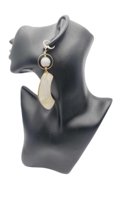 Beige marble clay Earrings (Gold Rush 1496)