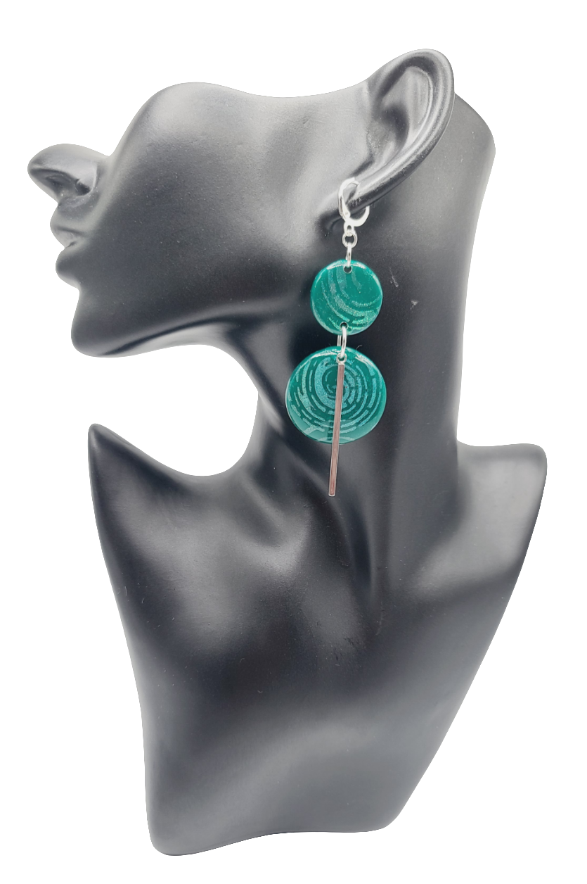 Teal green clay Earrings (Mosaic 1376)