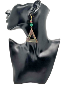 Red Green and Black clay earrings (Ethnix 1214)