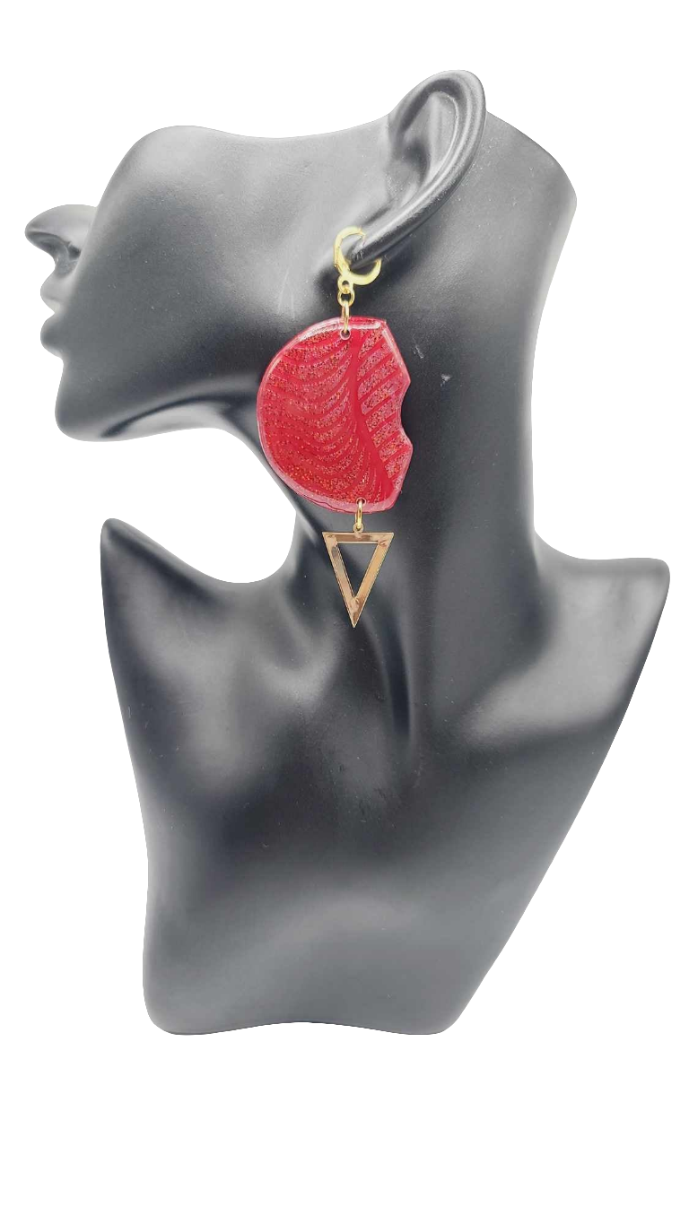 Red clay Earrings (Mosaic 1382)