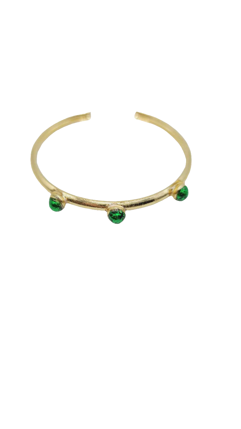 Gold Plated Bracelet with emerald green clay (Bracelet 1517)