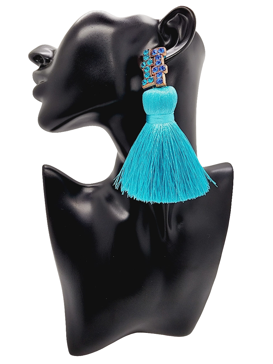 Turquoise tassel post earrings (BBW 808)