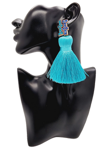 Turquoise tassel post earrings (BBW 808)