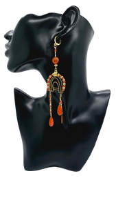 Orange and brass earrings! (1277 Mosaic)