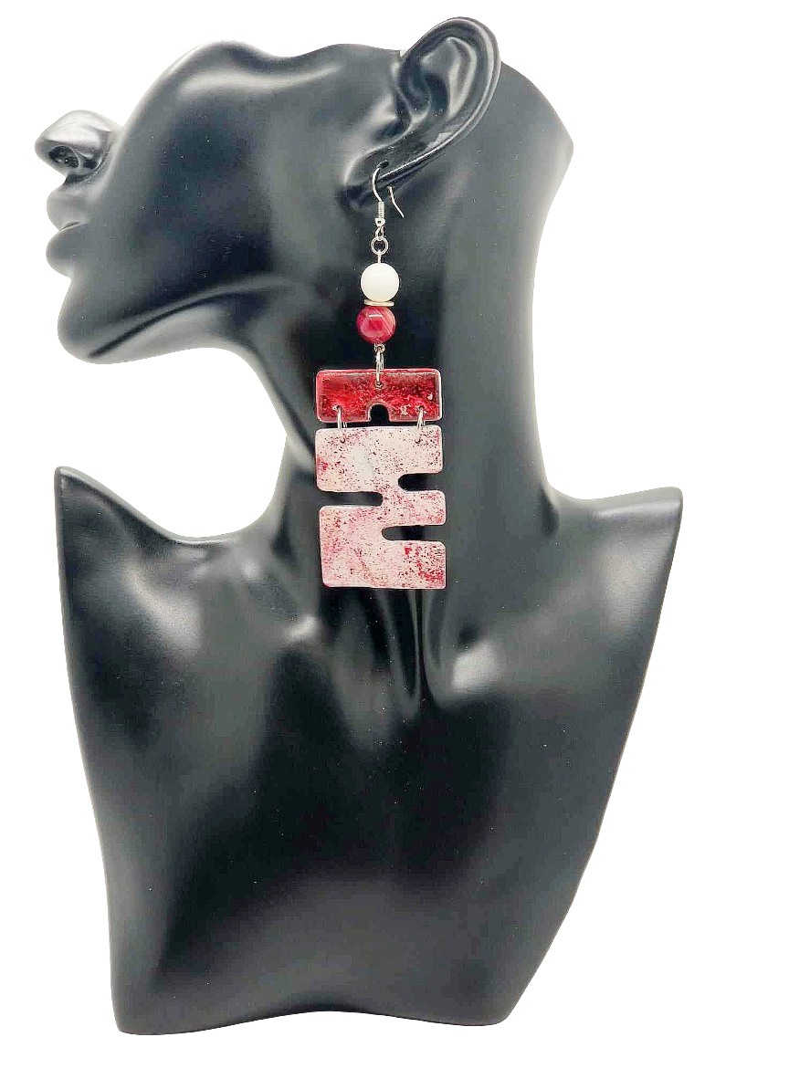 Red and White Clay Earrings! (Savage 1155)