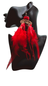 Red feather Earrings (BBW 1446)